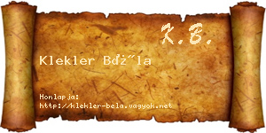 Klekler Béla névjegykártya