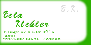 bela klekler business card